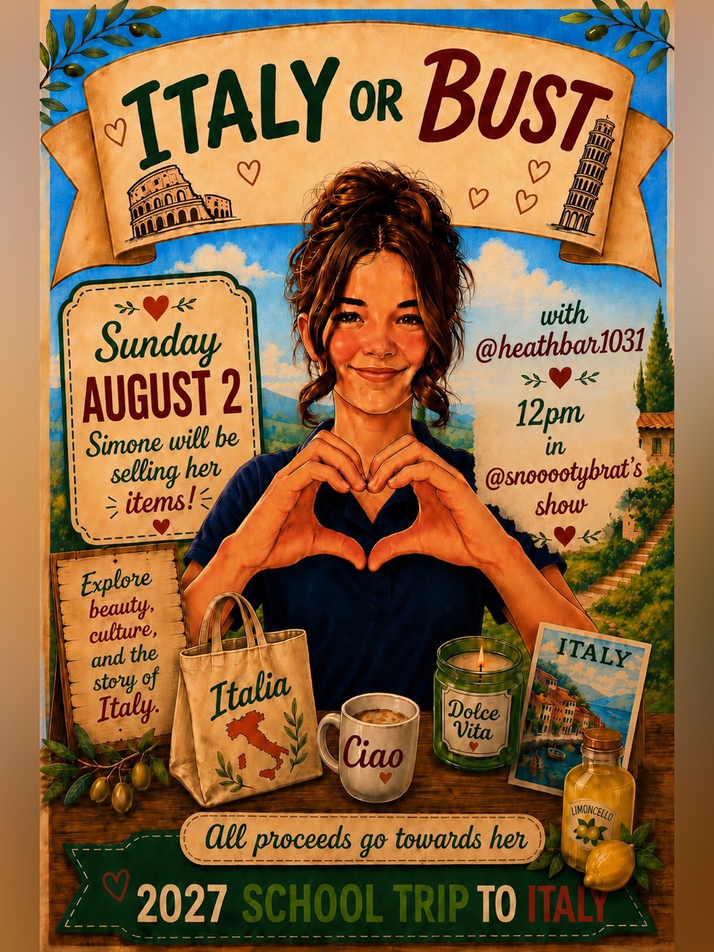 Italy or Bust! Flyer- Sunday August 2 12pm Eastern